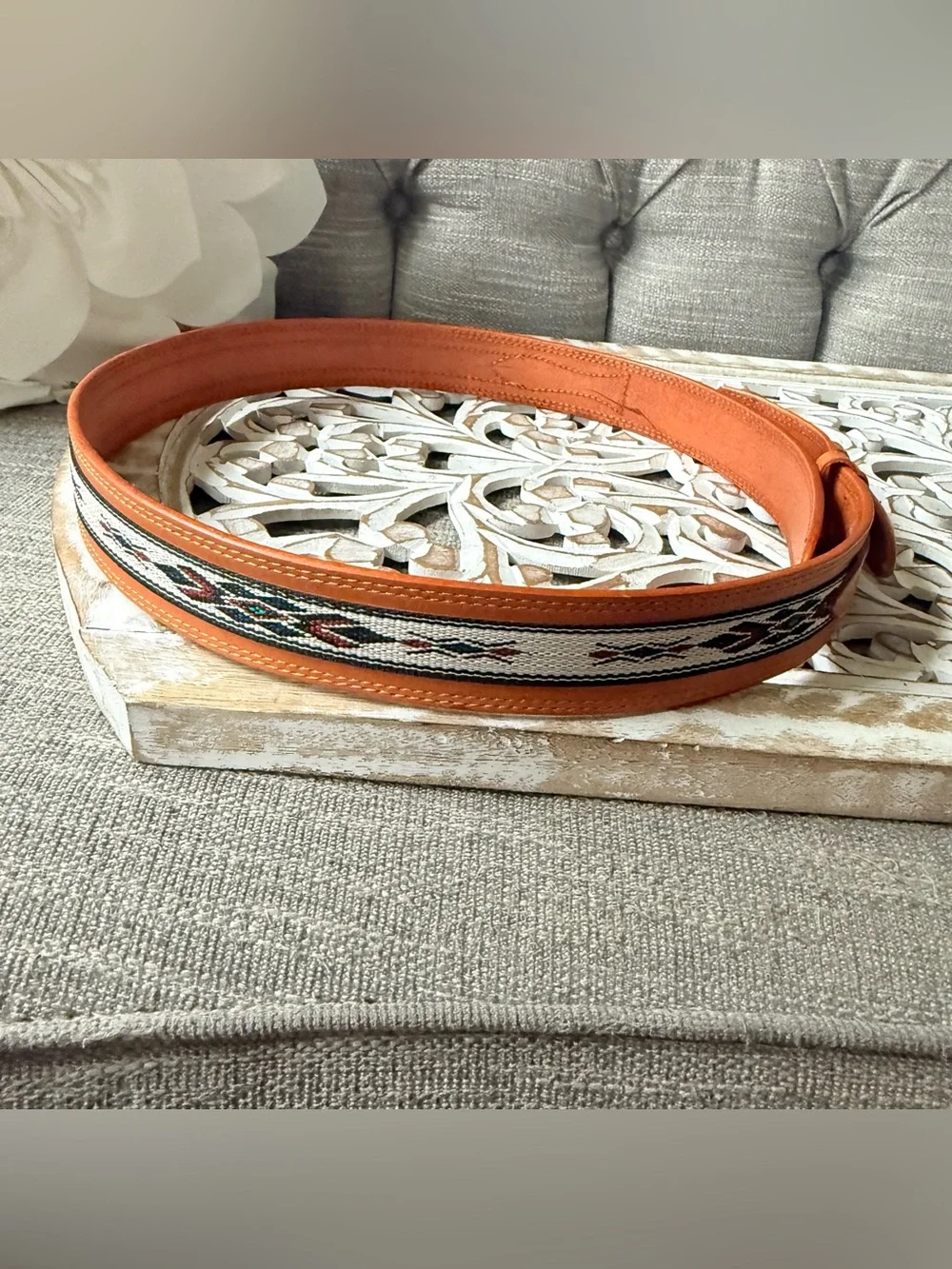 Mexico Leather Woven Belt 38